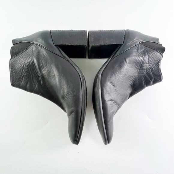 Jeffrey Campbell Black Leather Square Toe Ankle Boots Booties 8.5 - Picture 5 of 13